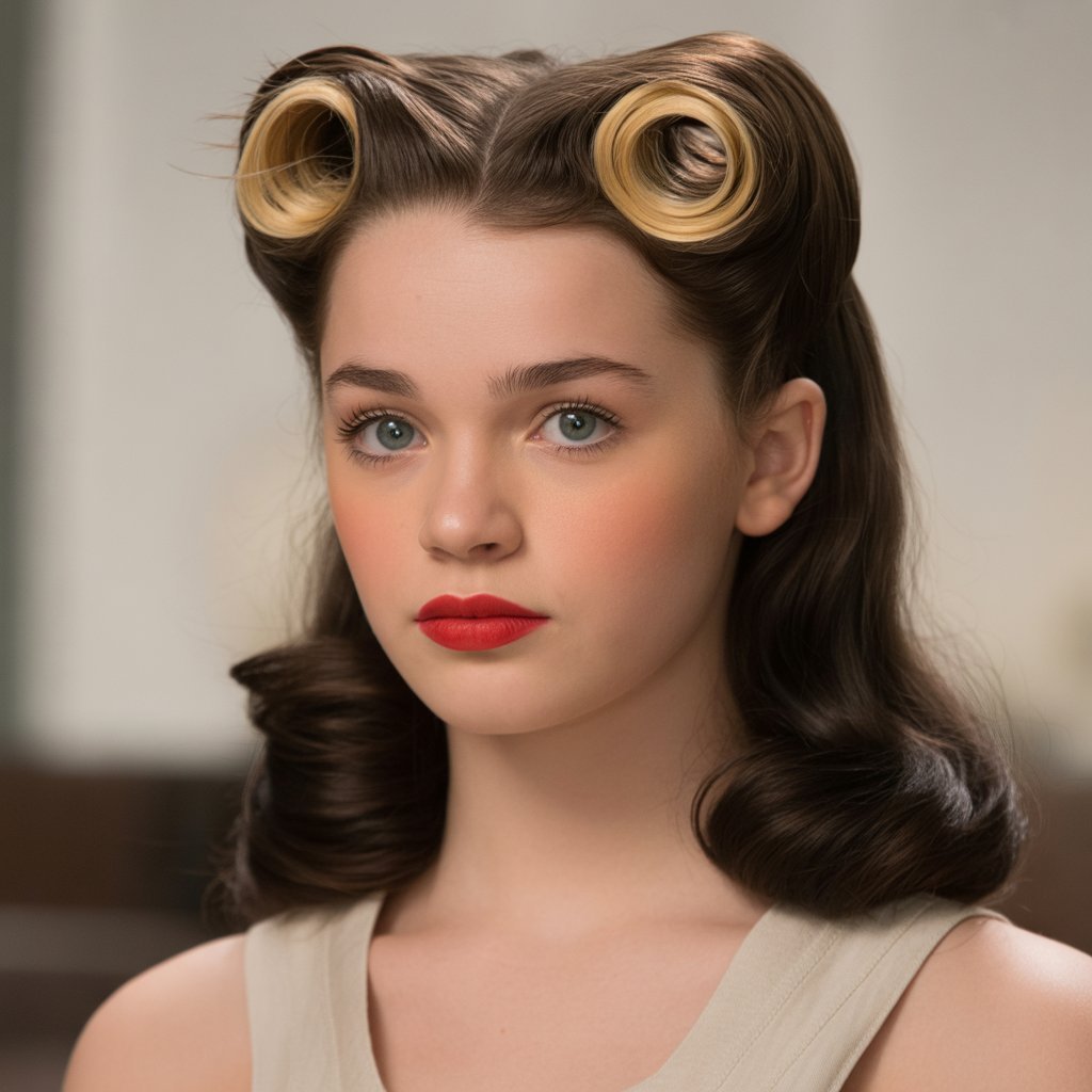 11. Vintage-Inspired Victory Rolls Half-Up