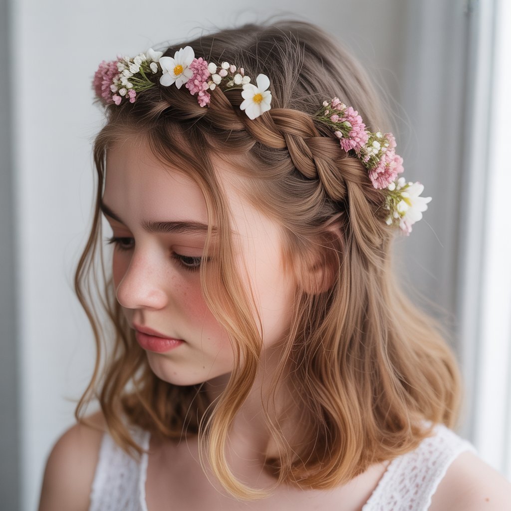 5. Braided Crown with Flowers