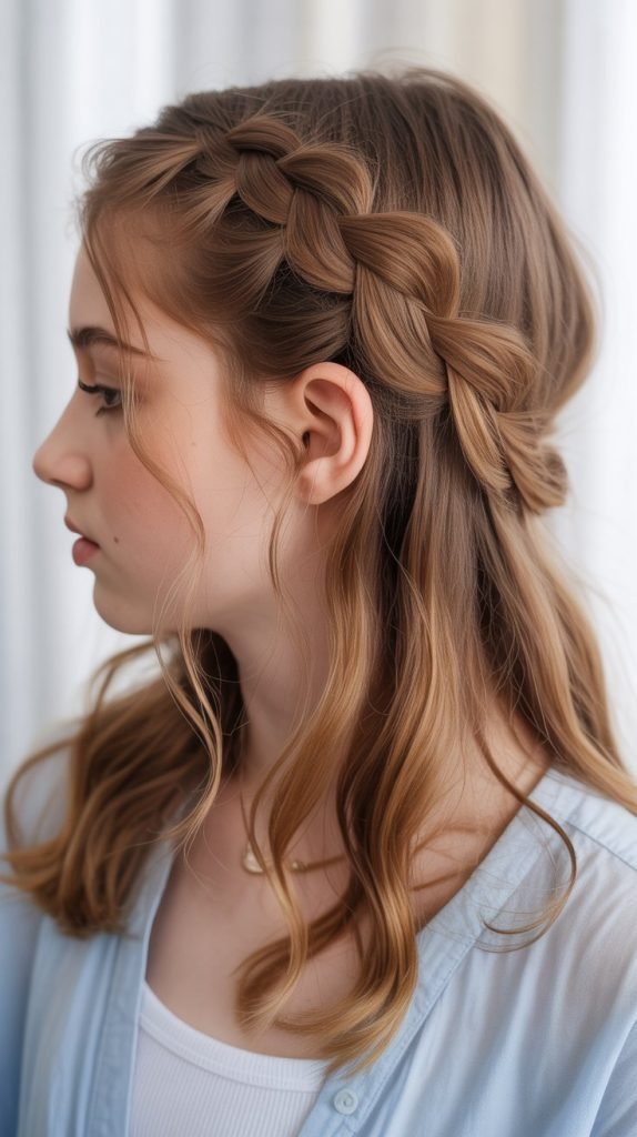 29. Romantic Side Braid Half-Up