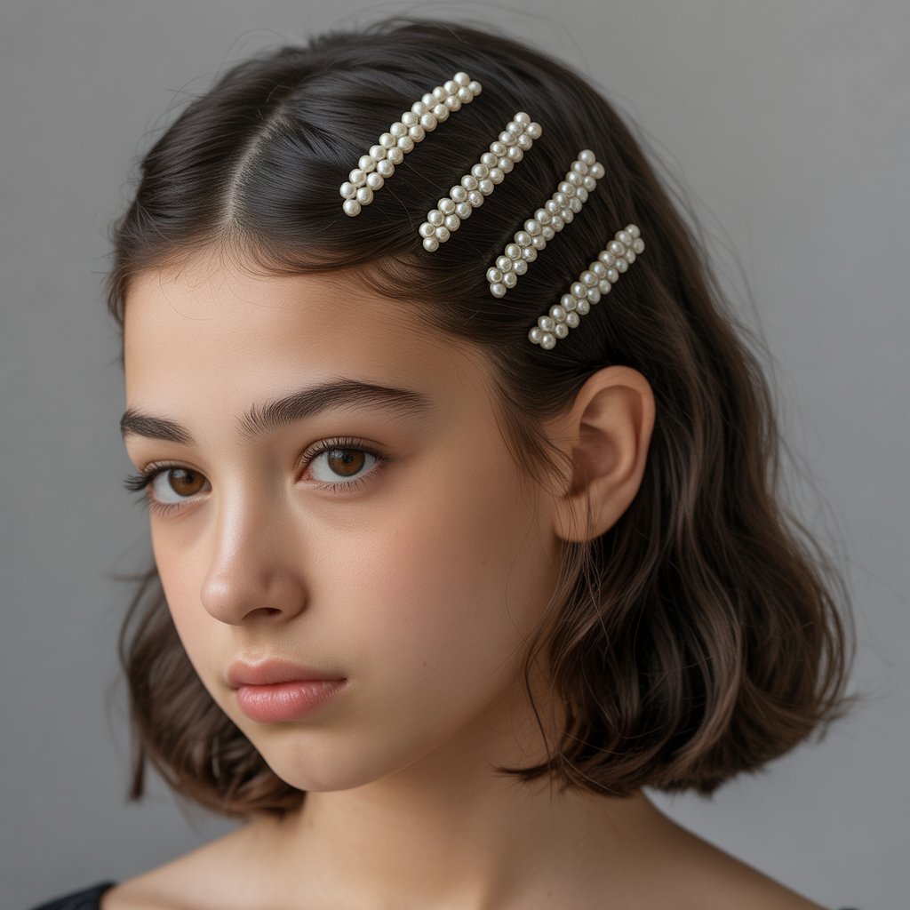 9. Pearl-Pinned Half-Up Style