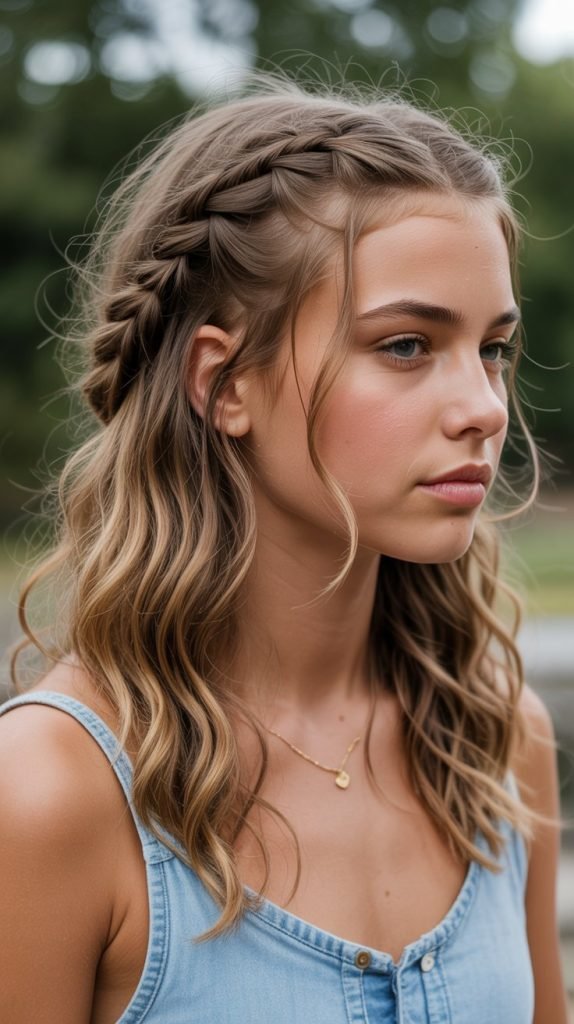 23. Boho Loose Braids Half-Up