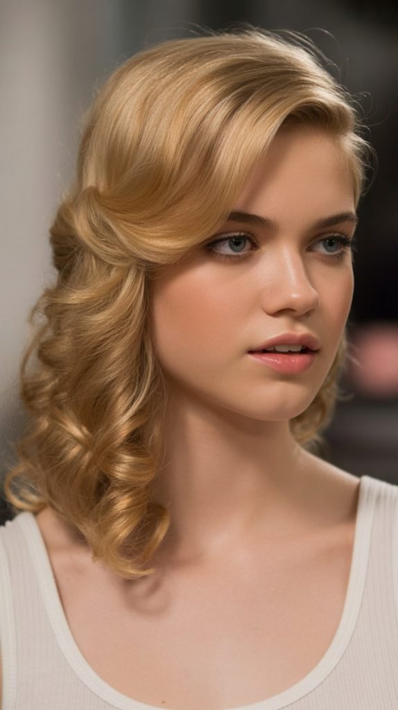 15. Side-Swept Half-Up with Curls