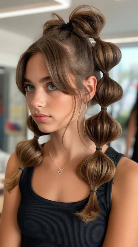 13. Bubble Ponytail Half-Up