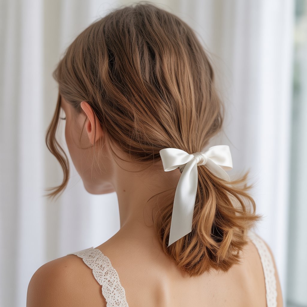 8. Ribbon-Wrapped Half-Up Ponytail