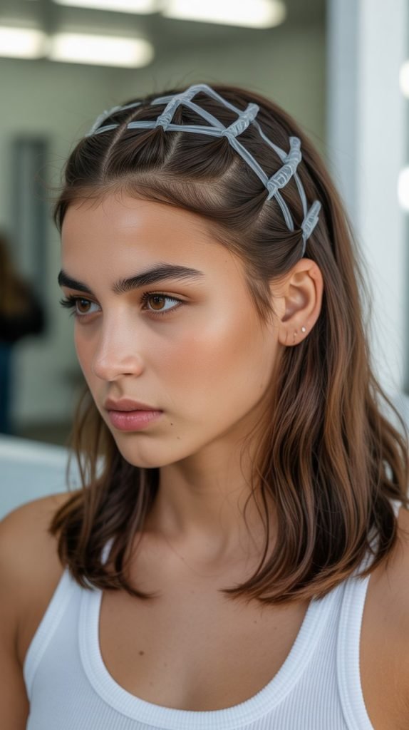 28. Criss-Cross Rubber Band Half-Up