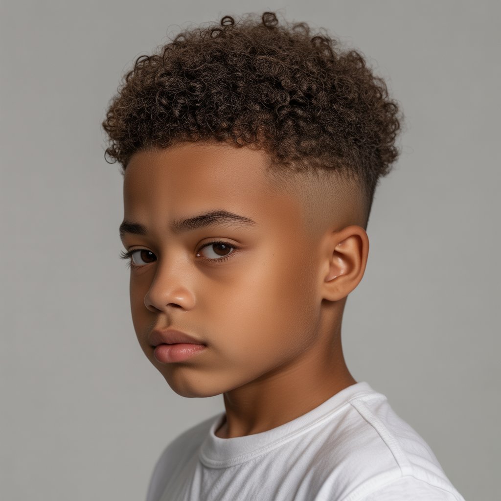 15. Bald Fade with Curly Afro Top