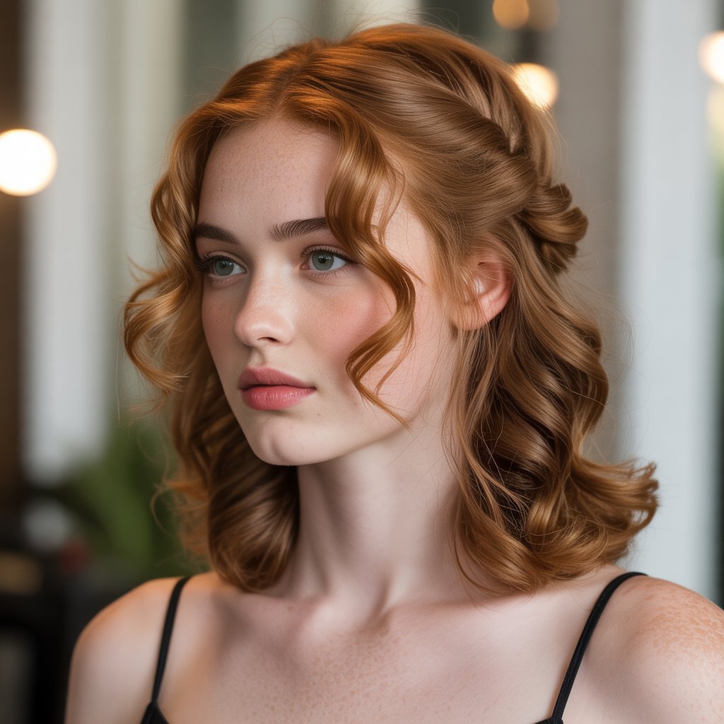 4. Soft Romantic Curls with Center Twist