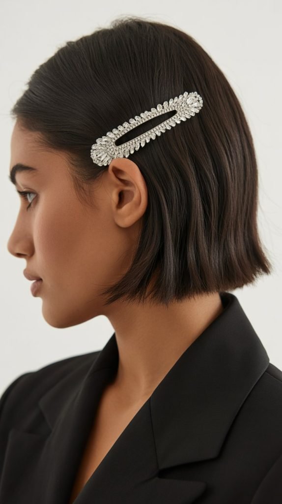 22. Sleek Half-Up with Statement Clip