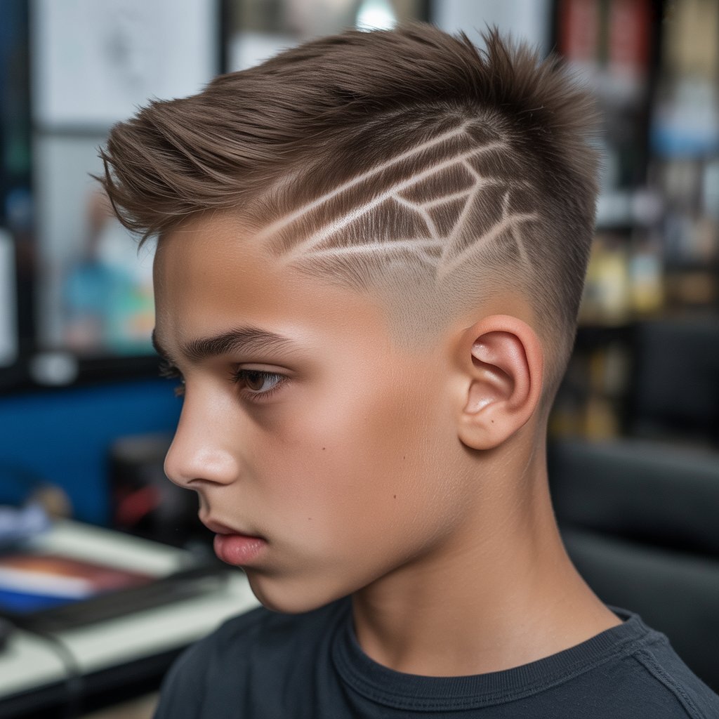 19. Fade with Mohawk and Design