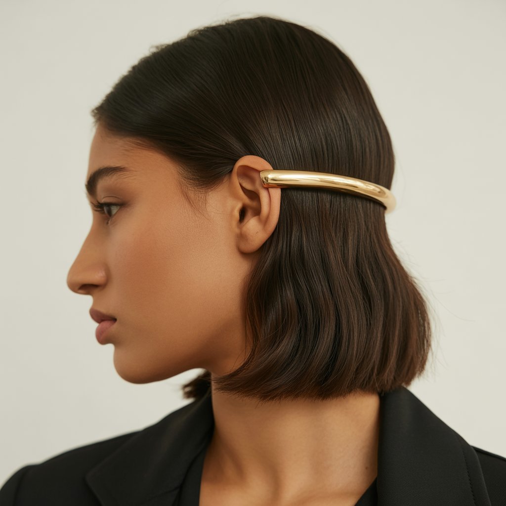6. Sleek Modern Half-Up with Hair Cuff