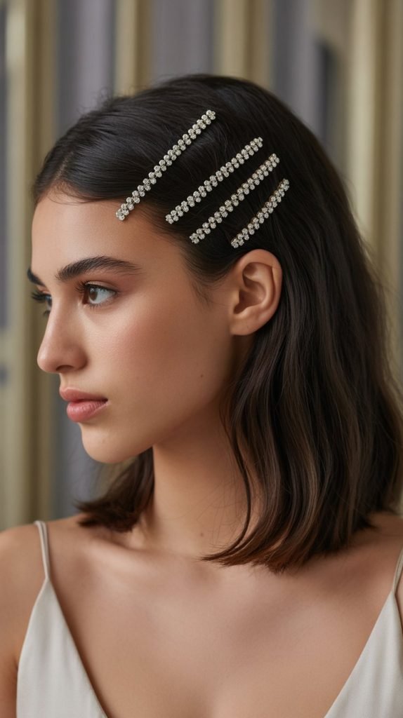 24. Half-Up with Jeweled Bobby Pins