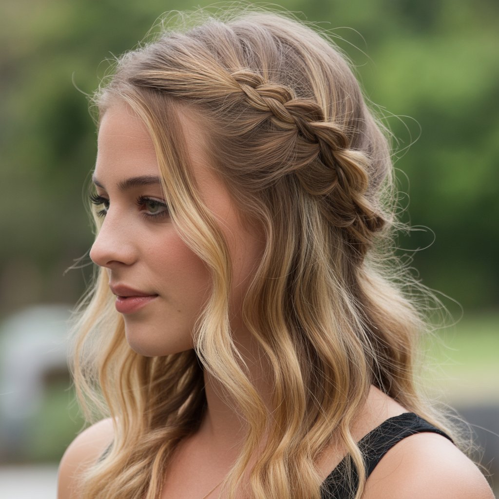 10. Fishtail Braid Half-Up