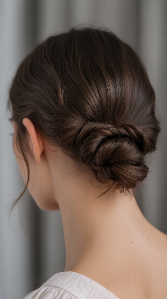14. Low Twisted Half-Up Chignon