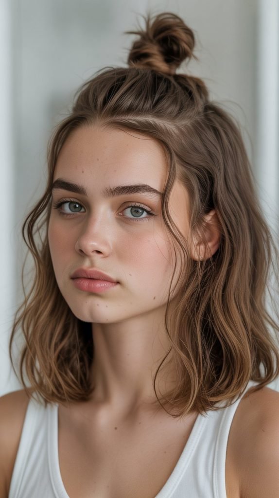 18. Half-Up Top Knot with Tendrils