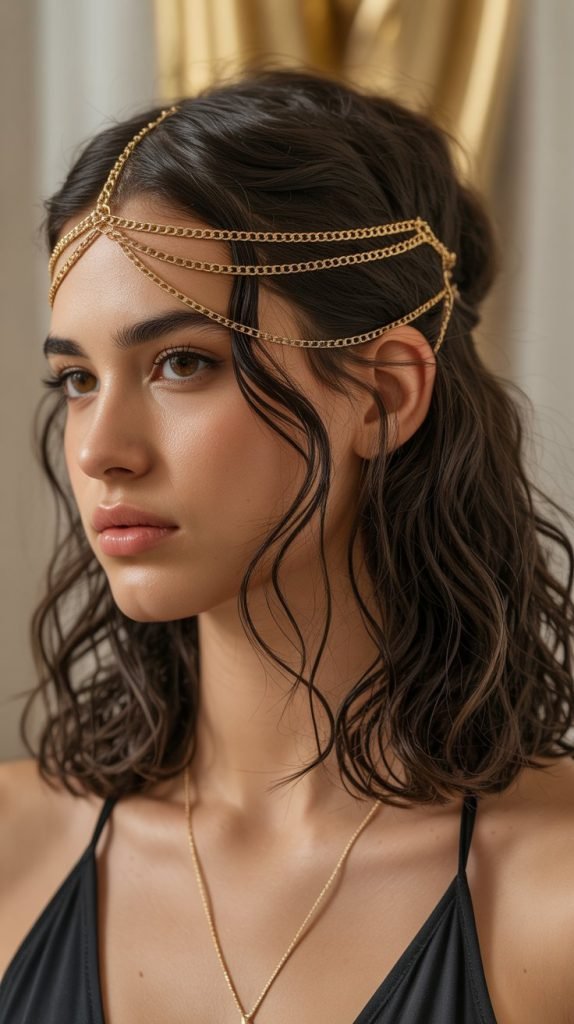 30. Half-Up with Decorative Hair Chain