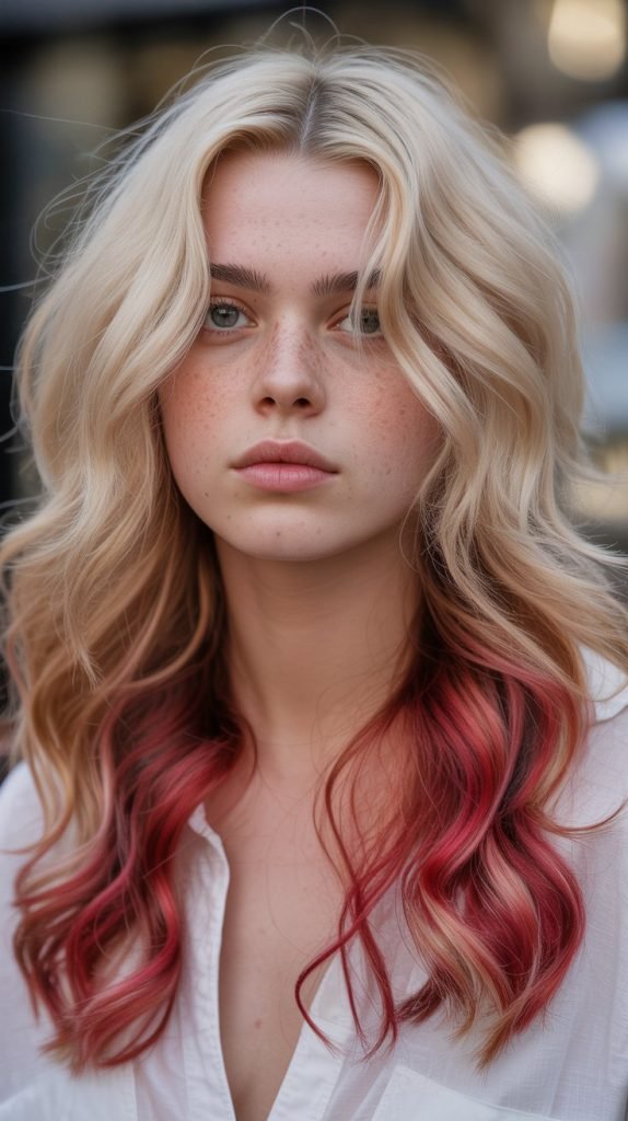9. Vanilla Blonde with Scarlet Lowlights