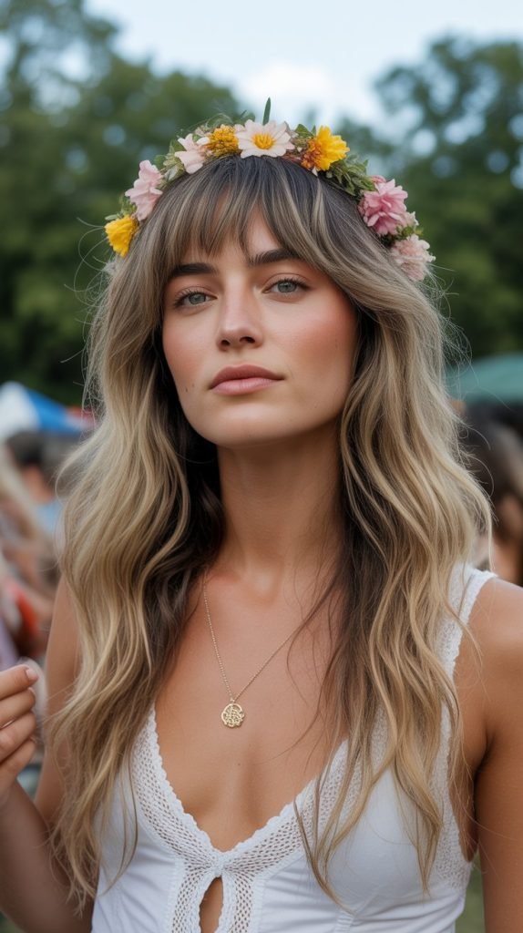 Butterfly Haircut with Bohemian Bangs