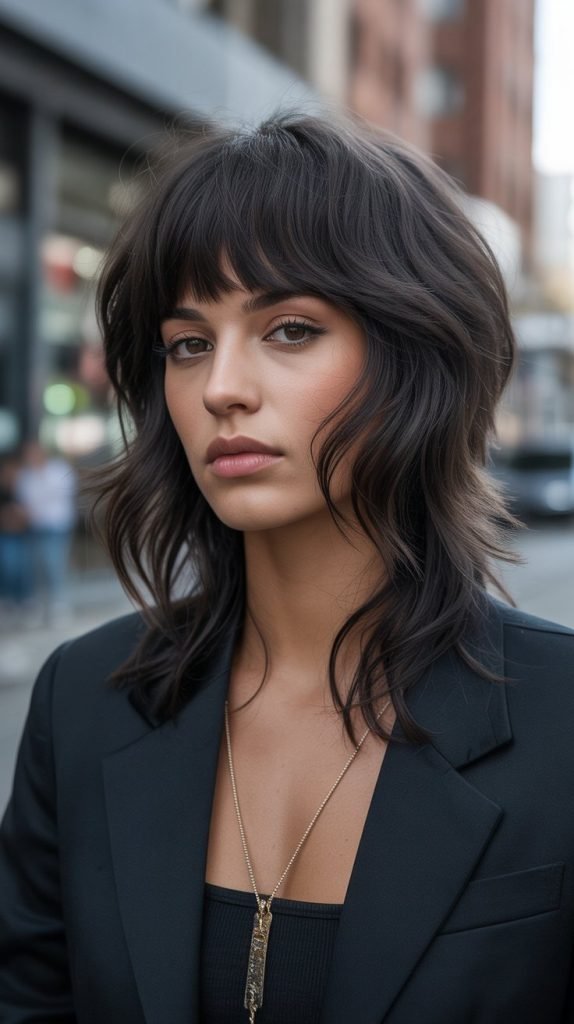 Butterfly Shag with Blunt Bangs