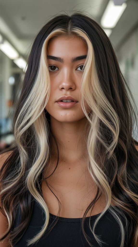 Butterfly Cut with Money Piece Highlights