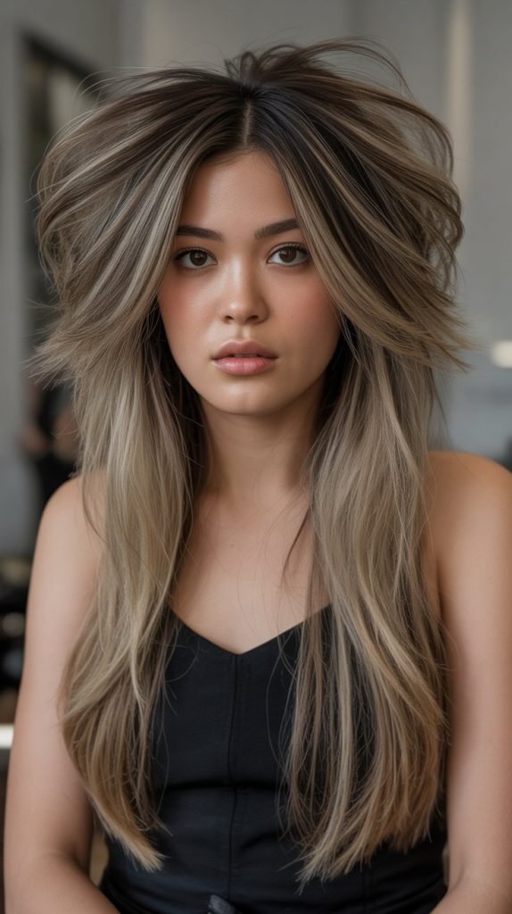 Dramatic Butterfly Cut with Short Crown Layers