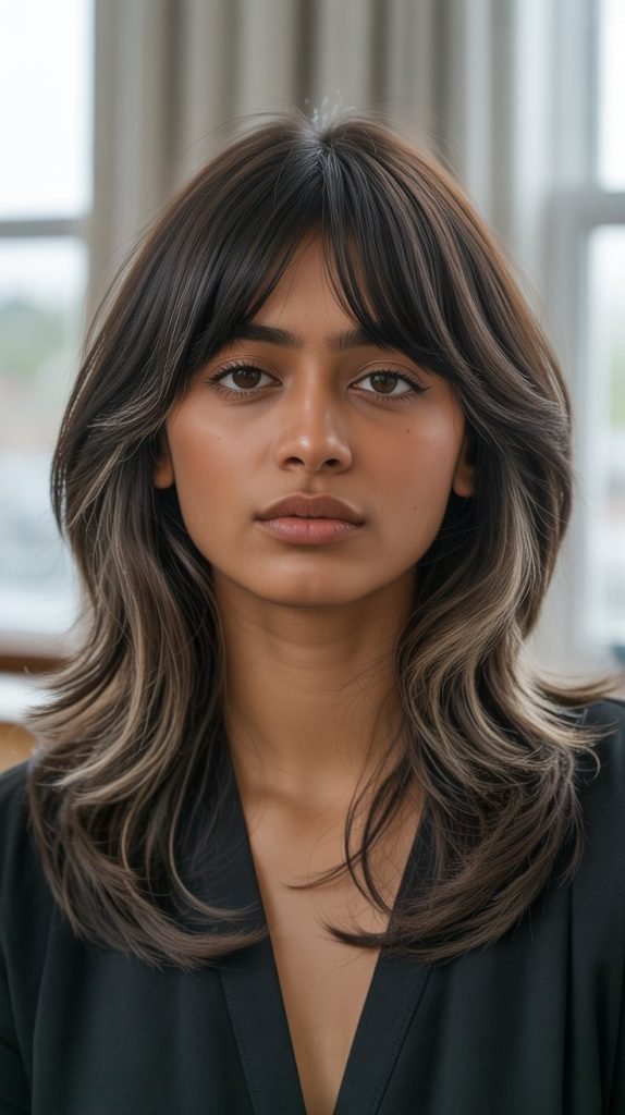  Curtain Bangs with Long Layers