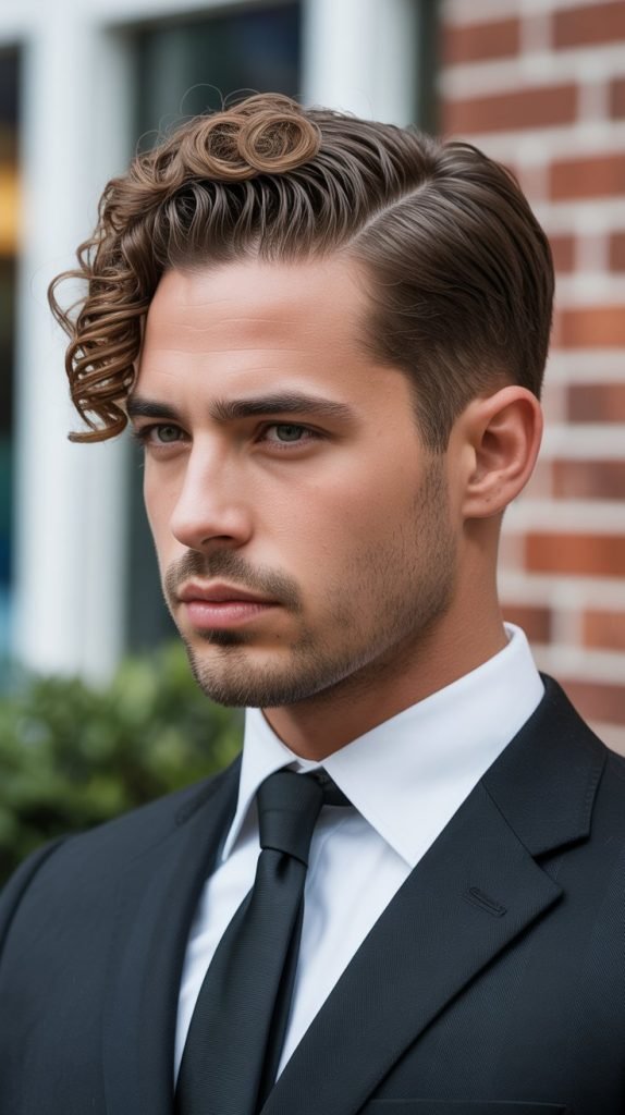 Side Part with Curly Texture