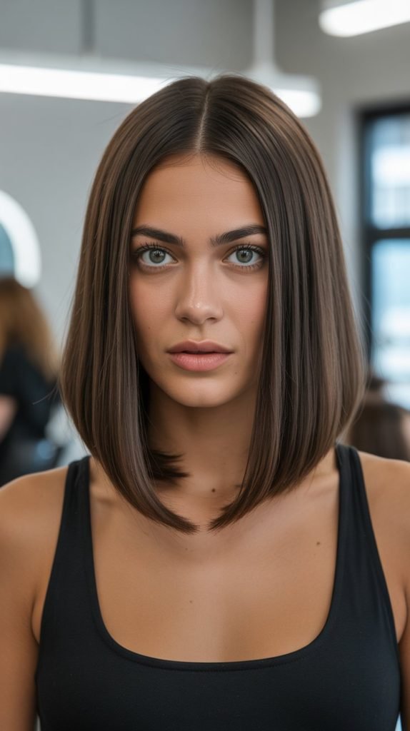  Classic Straight Long Bob with Center Part