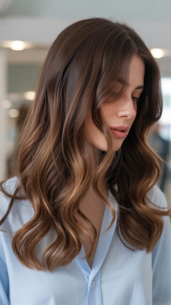 Warm Caramel Highlights with Cool Brown Base