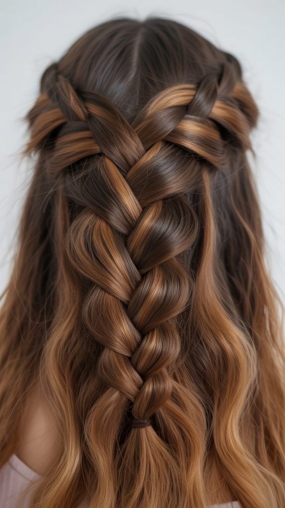 Basket Weave Braid with Caramel Threads