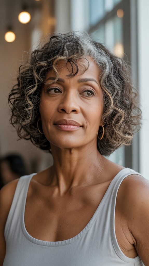 Curly Bob with Highlights