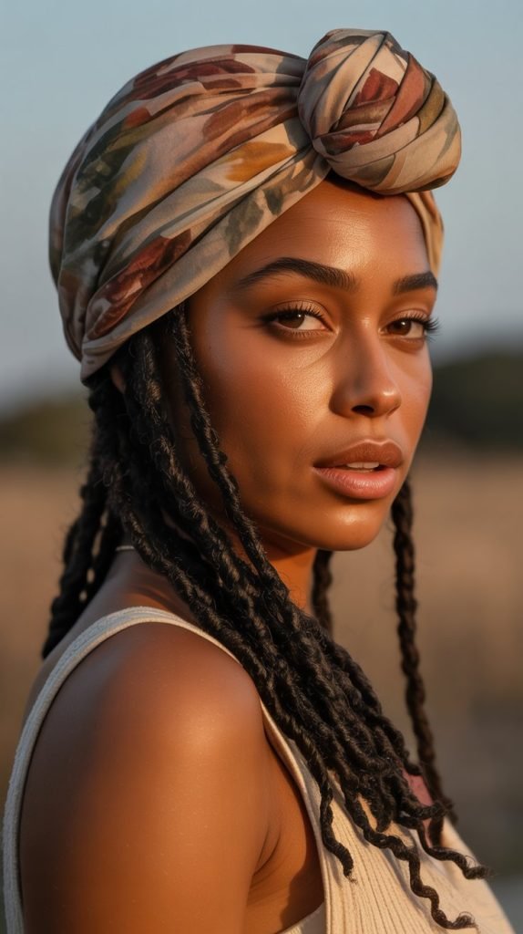 Turban Style with Peek-Through Locs