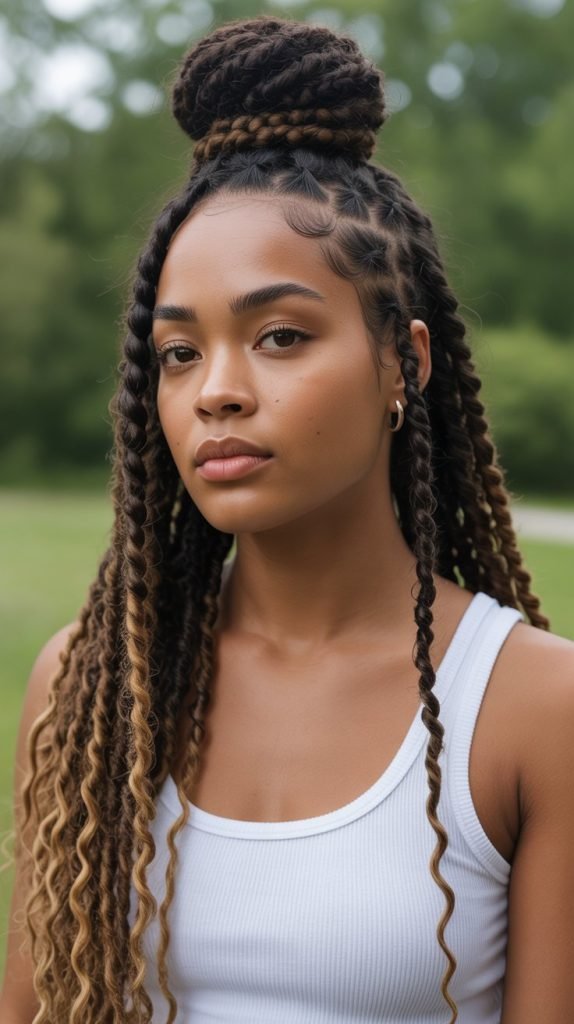 Top Knot with Loose Locs