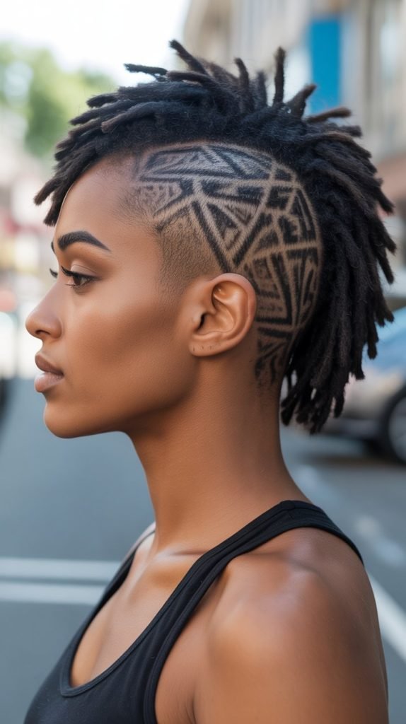 Mohawk with Shaved Designs