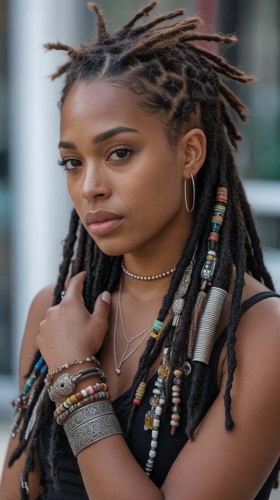 Mohawk with Loc Jewelry