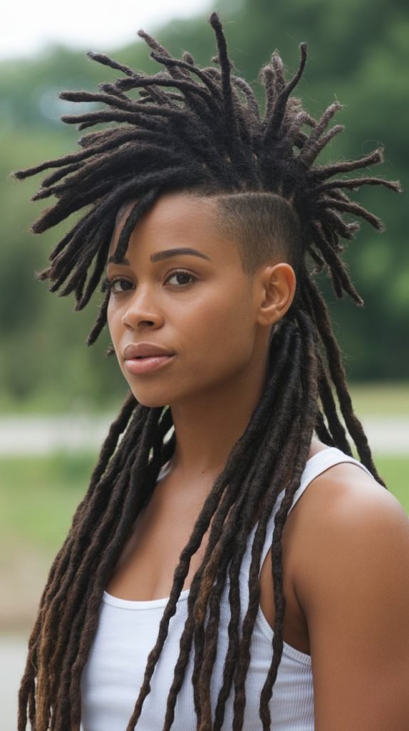 Wide Mohawk with Thick Locs