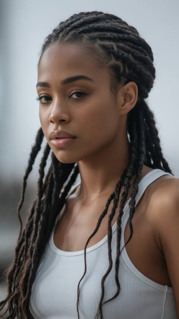 Braided Mohawk with Loose Locs