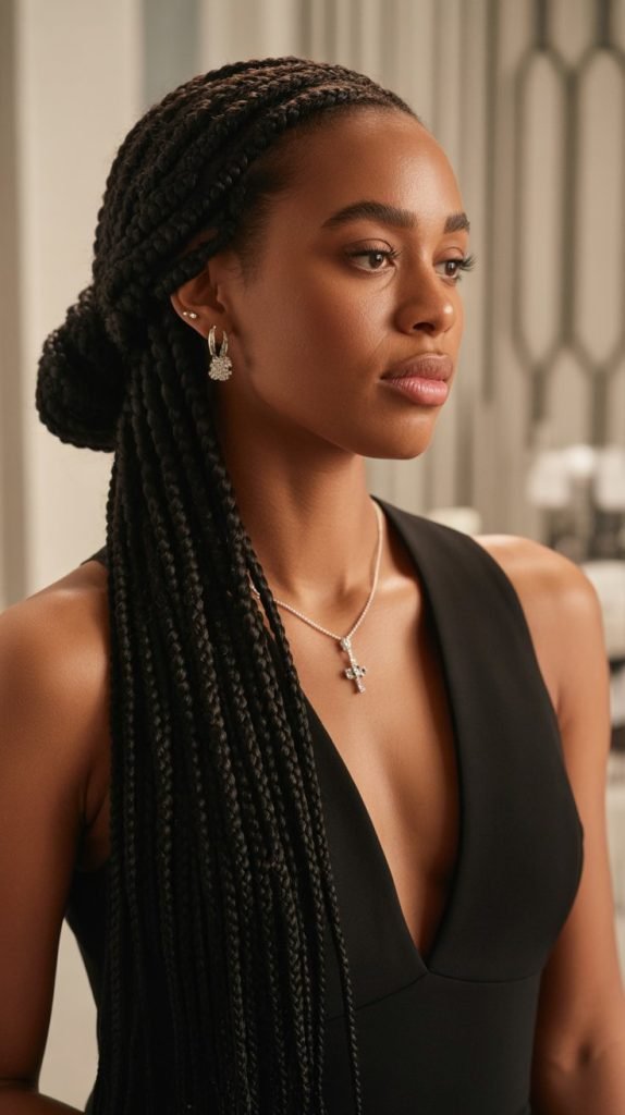 Box Braids Twisted Bun