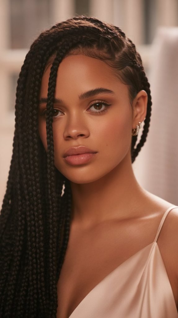 Side-Swept Box Braids