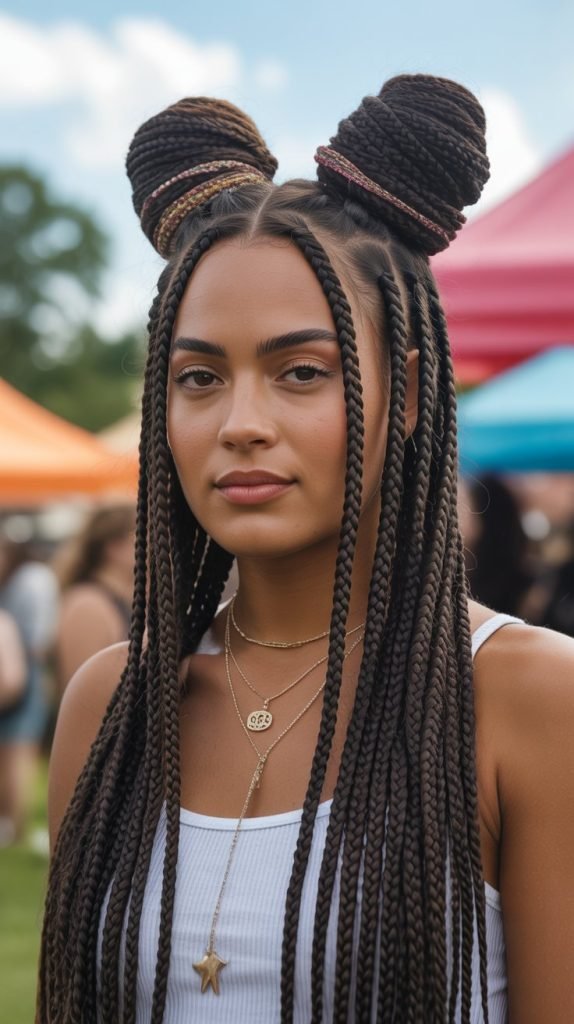 Boho Braided Space Buns