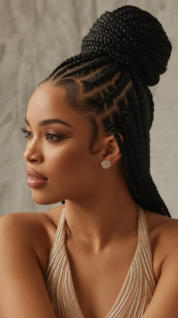Classic Box Braid High Bun