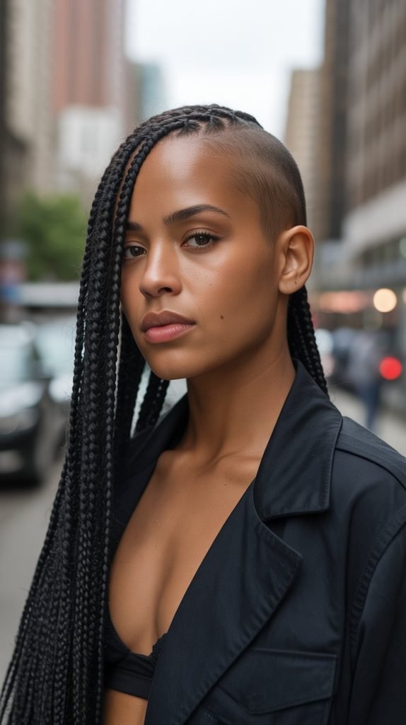 Fulani Braids with Shaved Sides