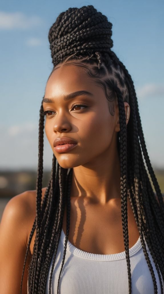 Half-Up Half-Down Fulani Braids