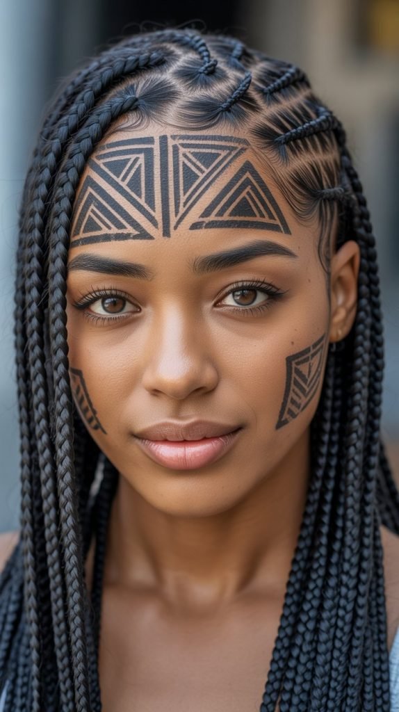 Fulani Braids with Tribal Patterns