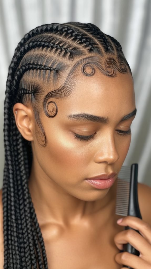 Fulani Braids with Baby Hair Styling