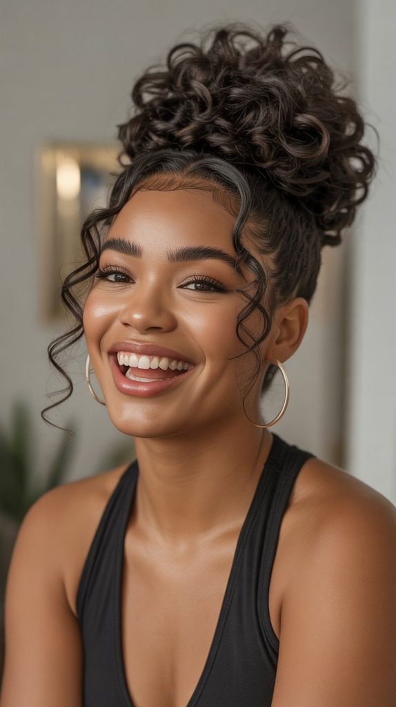 High Puff With Face-Framing Curls