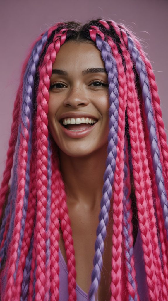 Hot Pink and Purple Jumbo Braids
