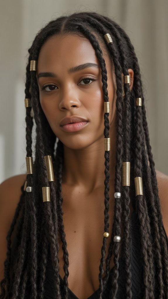 Low Ponytail with Metallic Accessories