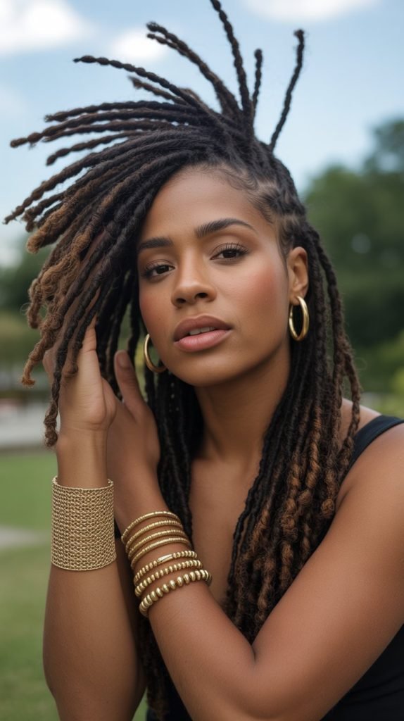 Side-Swept Locs with Hair Jewelry