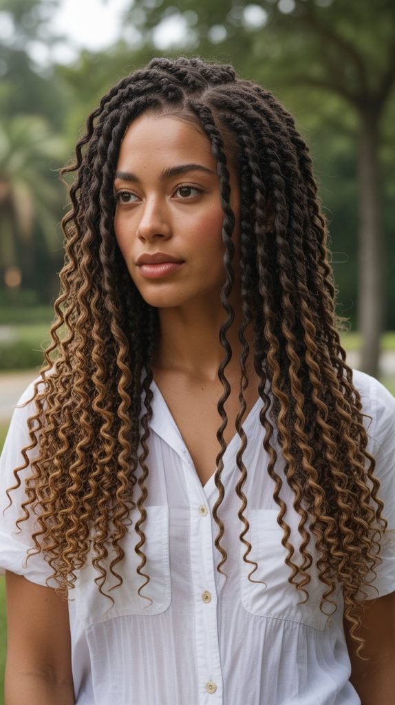Senegalese Twists with Boho Waves