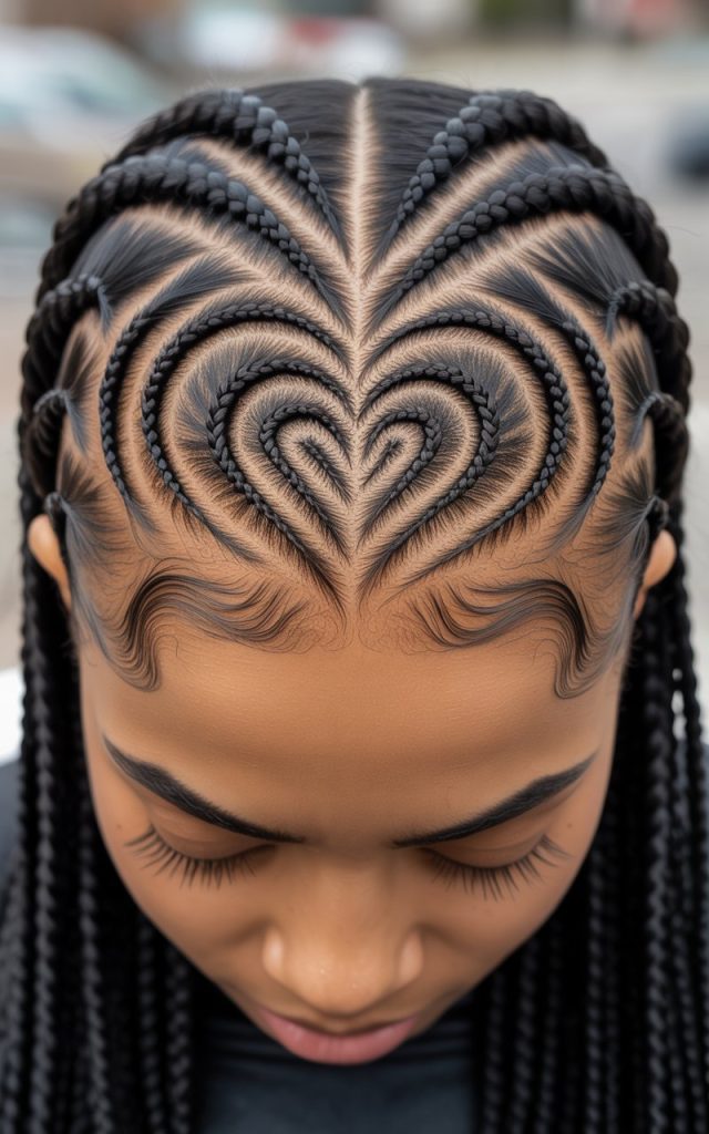 Short Heart-Shaped Cornrows